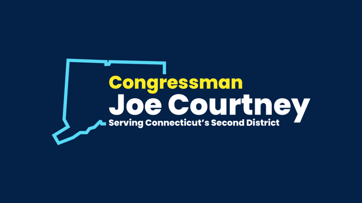 An outline of the state of Connecticut with the text: Congressman Joe Courtney Serving Connecticut's Second District