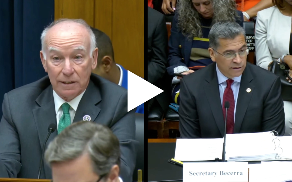 Representative Courtney and Secretary Beccerra Speaking to Eachother in a House Education and Workforce Committee Hearing