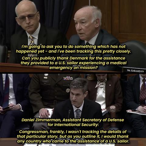 Courtney asks Trump official to publicaly thank Denmark for assistance provided to a U.S. submariner.