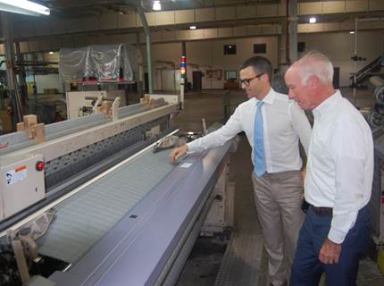 Rep. Courtney with Jacob Harrison Long, CEO of American Woolen, during a tour of the company on August 15. (Photo courtesy: Office of Congressman Joe Courtney) Additional photos available upon request.